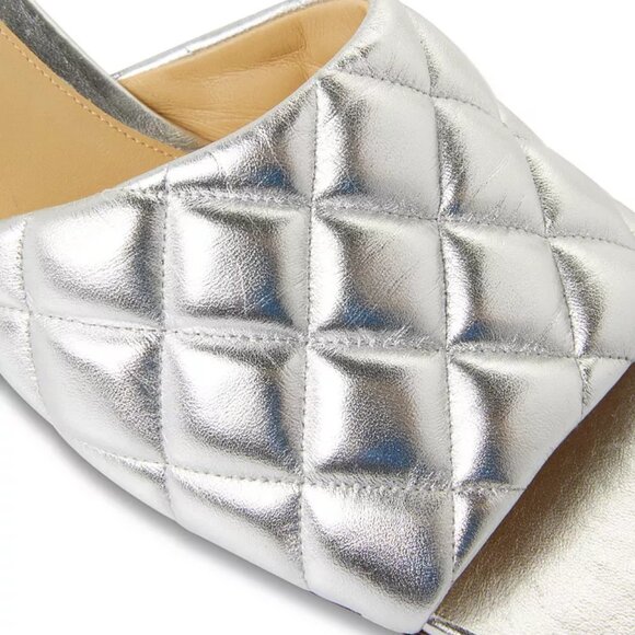 NIB$1200 Bottega Veneta Padded Quilted Metallic Kitten-Heel Slip-On Mules 40 10 - Picture 5 of 16